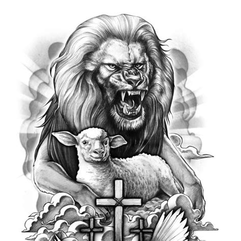 Jesus Christ Lion And Lamb Tattoo Sketches