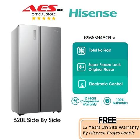 Hisense RS666N4ACNIV Inverter Fridge Side By Sides Refrigerator 620L ...