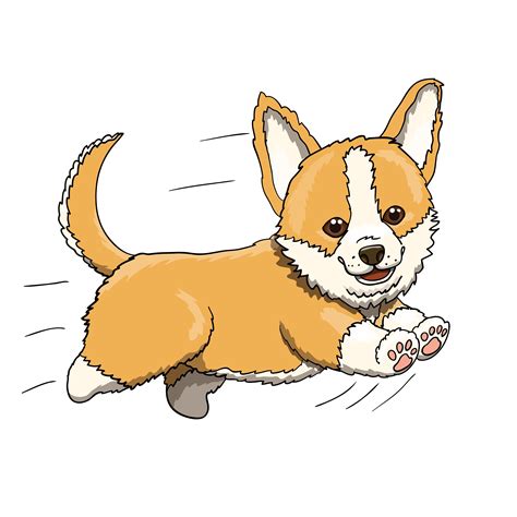 Corgi Puppy Running at Full Speed. Cartoon Character Illustration | Corgi cartoon, Corgi puppy ...