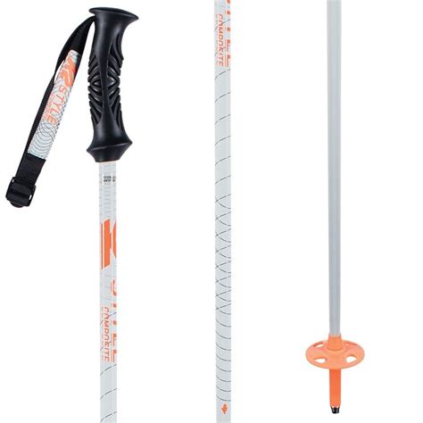 three different types of ski poles with orange handles and black ...