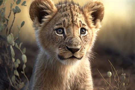 Premium Photo | Portrait of an adorable african lion cub on an african ...