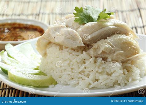 Steam Chicken with Rice on the Plate Stock Image - Image of gourmet ...