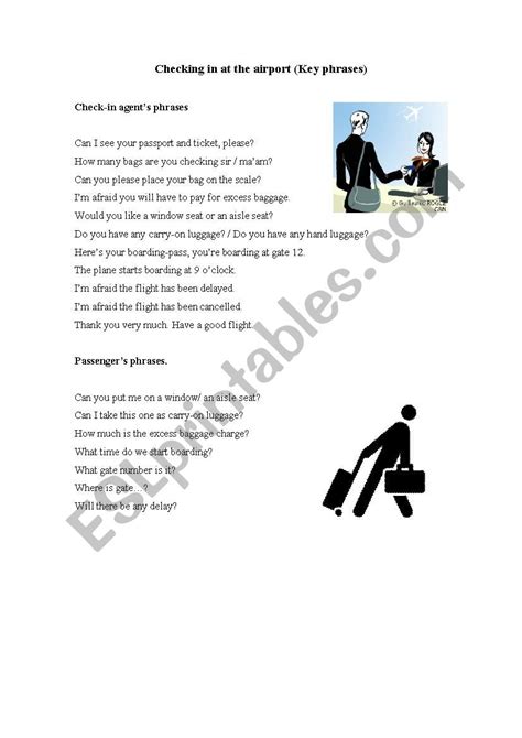 Airport useful expressions and dialogue - ESL worksheet by aaf7565