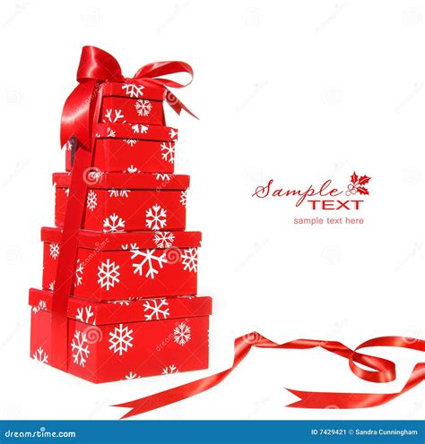 Red Gift Boxes Stacked with Red Ribbon Stock Image - Image of parcel ...