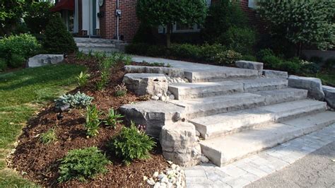 Natural Stone Steps and Front Walkway | Manor Landscaping