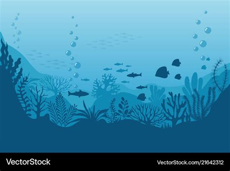 Sea underwater background ocean bottom Royalty Free Vector