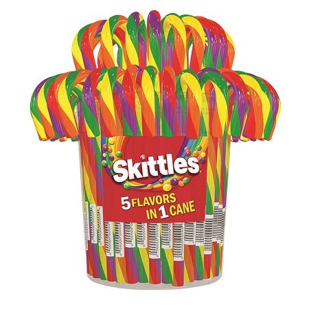 Skittles 5 Flavor Candy Canes | Fruit Flavored Candy Canes