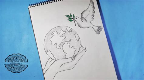 Peace day drawing with pencil sketch for Beginners || How to draw World Peace Day poster - YouTube