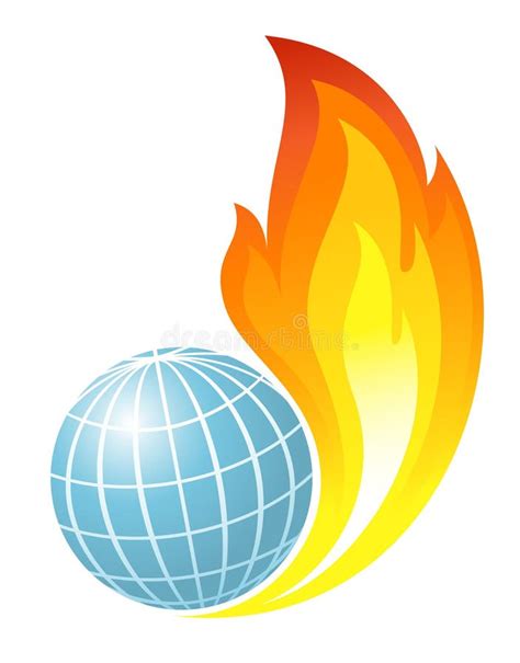 Abstract Globe with Fire Flames Stock Vector - Illustration of glossy ...