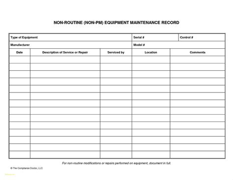 Heavy Equipment Maintenance Spreadsheet — db-excel.com