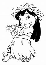 Lilo Dances Hula hula Coloring Pages  & Stitch sketch template