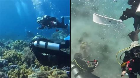 Incredible footage shows what happens underwater when an earthquake strikes