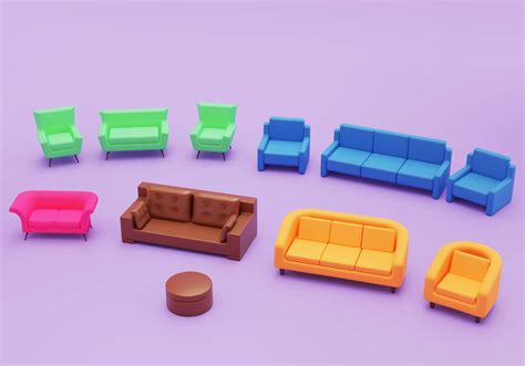 Cartoon Home Sofa Set - 3D Model by Vitamin