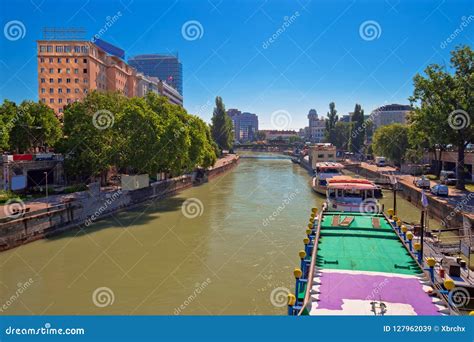 City of Vienna Danube River Waterfront View Stock Image - Image of ...