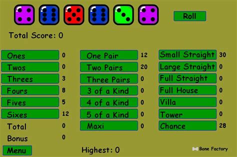 Play free Maxi Yahtzee Online games.
