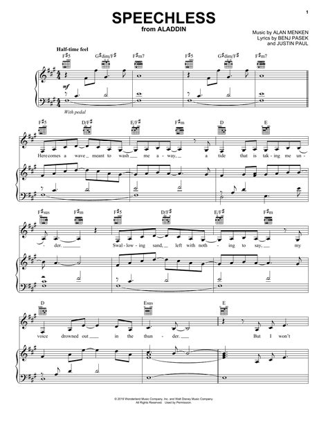 Naomi Scott "Speechless (from Disney's Aladdin)" Sheet Music Notes | Download Printable PDF ...