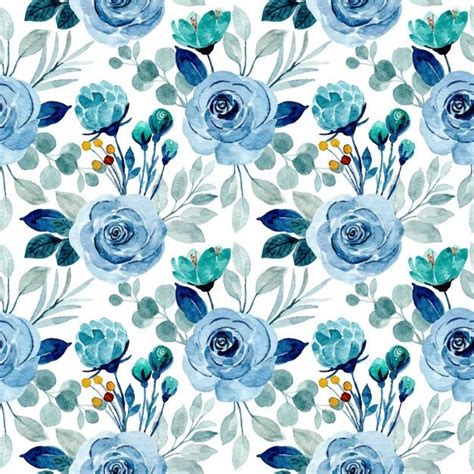 Blue Watercolor Flower Seamless Pattern | Blue flower wallpaper, Watercolor flowers, Floral ...