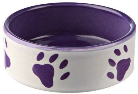 Trixie Ceramic Bowl with Paw Prints, 12 cm, White/ Purple: Amazon.co.uk: Pet Supplies Purple ...