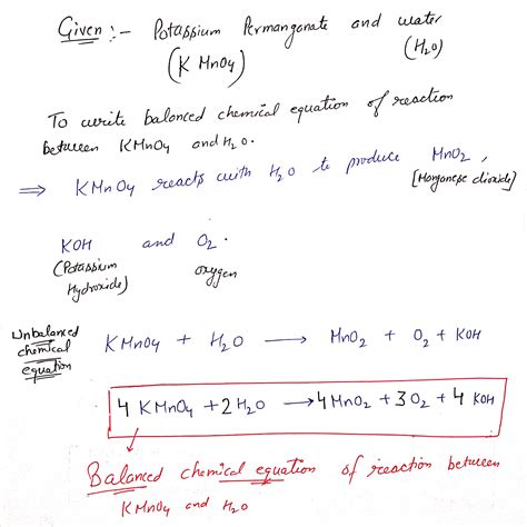 [Solved] Show the balanced chemical equation between potassium permanganate... | Course Hero