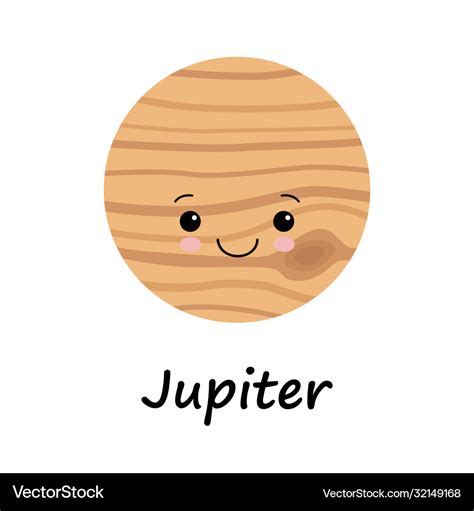 Cartoon cute jupiter planet isolated on white Vector Image