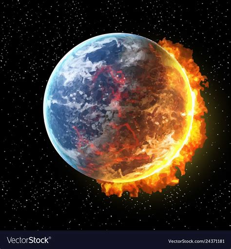 View of the earth in fire from space Royalty Free Vector