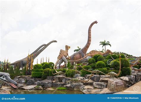 Sculpture Of A Dinosaur Valley Model In Suan Nongnooch Pattaya. Thailand. Editorial Image ...