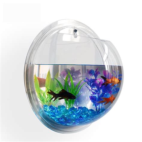 Modern Home Fish Bubble Aquarium - Deluxe Acrylic Wall Mounted Fish ...