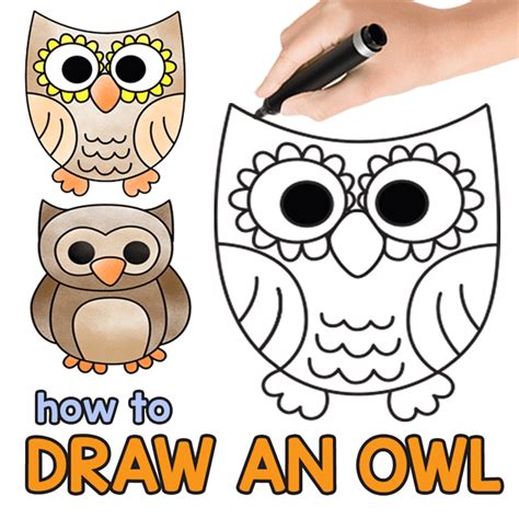 How to Draw an Owl - Step by Step Instructions - Easy Peasy and Fun