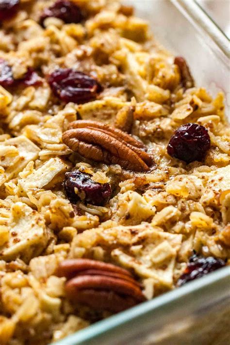 Oven Baked Oatmeal with apples, pecans, and cranberries. | Oatmeal recipes, Baked oatmeal, Recipes