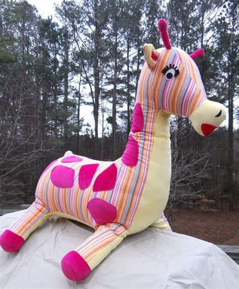 Pink Giraffe Stuffed Animal Plush Multi-Color Striped Pier 1 Large 29 ...