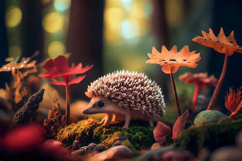 Premium Photo | Hedgehog in the forest generative aixa