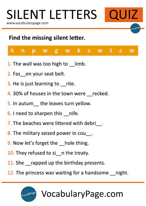 Silent Letters Quiz 1