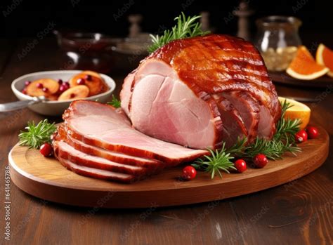 Christmas dinner with roasted ham Stock Photo | Adobe Stock