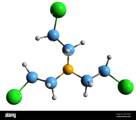 3D image of nitrogen mustard skeletal formula - molecular chemical structure of chemical warfare ...