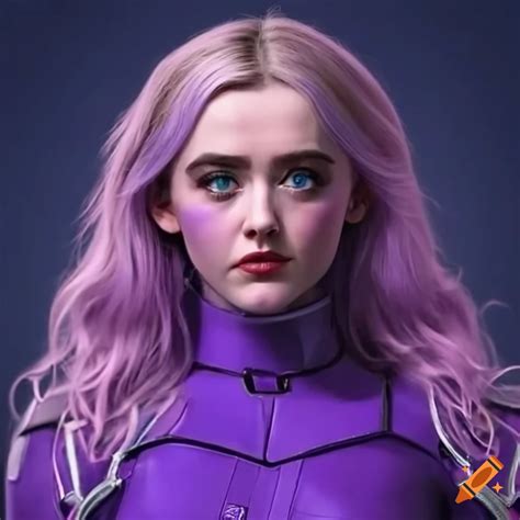 Kathryn newton in a purple sci-fi suit on Craiyon