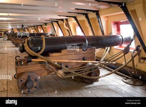 18-pounder ship cannon on Quarter deck H.M. Frigate UNICORN, Victoria ...