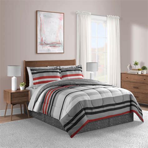 Lanwood Home - Xavier Stripe 8 Piece Reversible Comforter Set