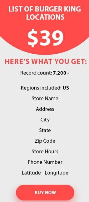 List of all Burger King locations in the US - Leads Deposit