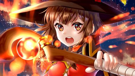 Desktop Wallpaper Angry Megumin, Konosuba, Anime Girl, Hd Image, Picture, Background, Xixfbn