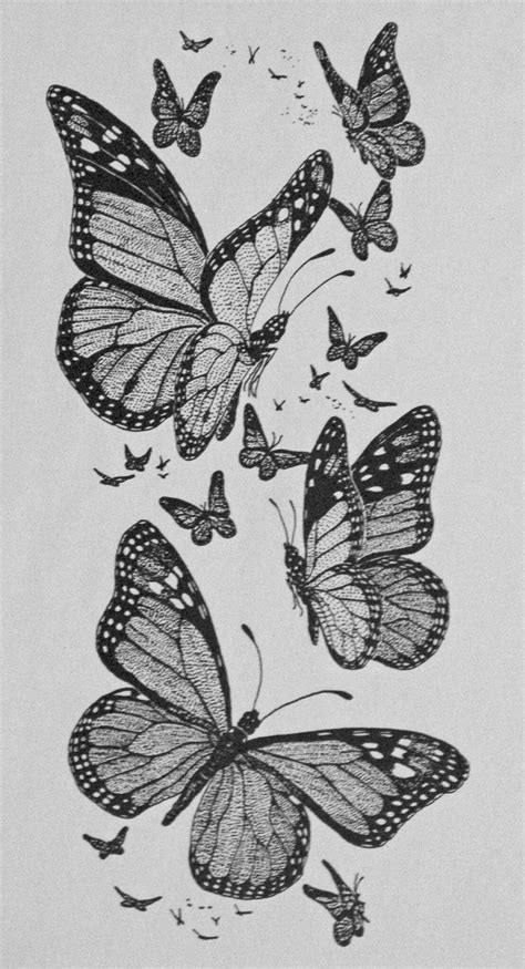 Drawing: Monarch Butterflies | Картины чернилами, Цветочные татуировки, Художественные зарисовки