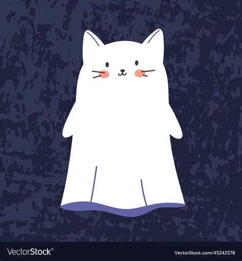 Funny halloween ghost in cat costume happy spooky Vector Image