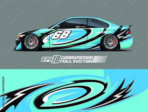 Racing car wrap design vector. Graphic abstract stripe racing ...