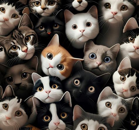 Premium AI Image | A lot of cats background with real cats Realistic cats background