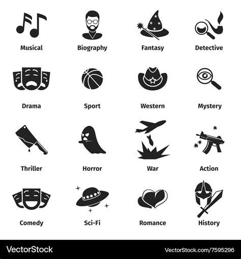 Movie genres icons Royalty Free Vector Image - VectorStock