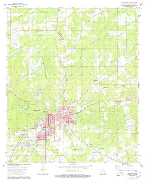 Classic USGS Mansfield Louisiana 7.5'x7.5' Topo Map – MyTopo Map Store