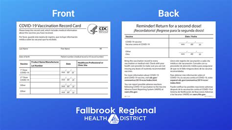 COVID-19 Vaccination Record Card - Fallbrook Regional Health District