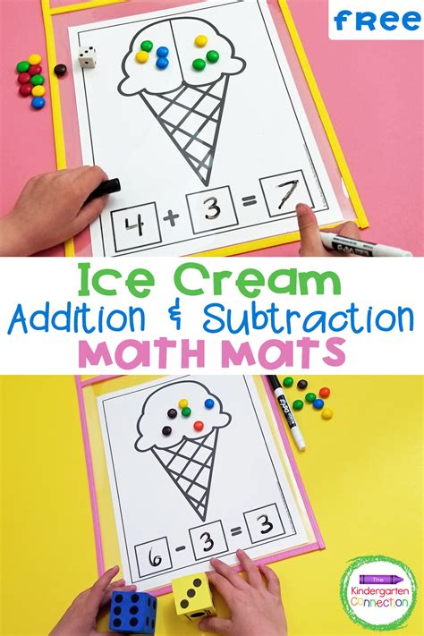 FREE Ice Cream Addition and Subtraction Math Mats