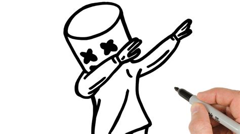 How to Draw Marshmello Dabbing Step by Step in 2020 | Draw, Drawings, Dabs