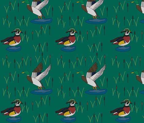 Mallard & Wood Duck fabric - uniquely_fabric - Spoonflower