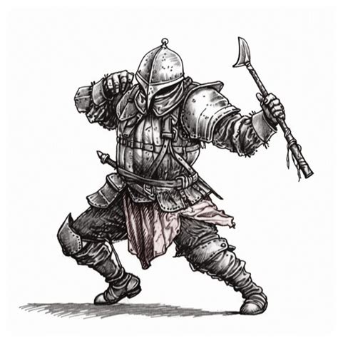 Premium AI Image | a drawing of a knight with a sword and a sword.